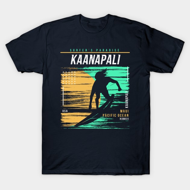 Retro Surfing Kaanapali Maui Hawaii // Vintage Surfer Beach // Surfer's Paradise T-Shirt by Now Boarding